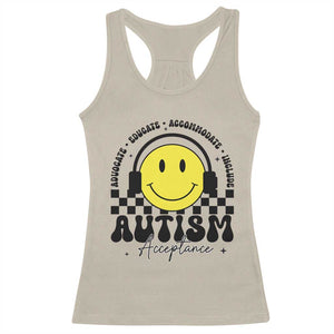 Autism Acceptance Racerback Tank Top Advocate Educate Accomodate Include Special Education TS02 Sand Print Your Wear