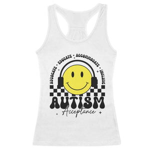 Autism Acceptance Racerback Tank Top Advocate Educate Accomodate Include Special Education TS02 White Print Your Wear
