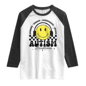 Autism Acceptance Raglan Shirt Advocate Educate Accomodate Include Special Education TS02 White Black Print Your Wear