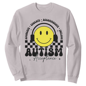 Autism Acceptance Sweatshirt Advocate Educate Accomodate Include Special Education TS02 Ice Gray Print Your Wear