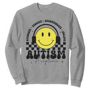 Autism Acceptance Sweatshirt Advocate Educate Accomodate Include Special Education TS02 Sport Gray Print Your Wear