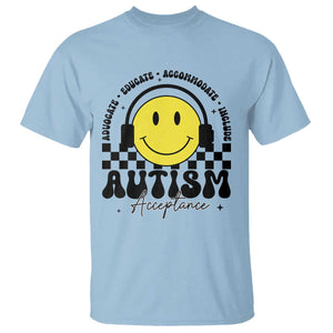 Autism Acceptance T Shirt Advocate Educate Accomodate Include Special Education TS02 Light Blue Print Your Wear