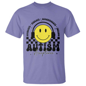 Autism Acceptance T Shirt Advocate Educate Accomodate Include Special Education TS02 Violet Print Your Wear
