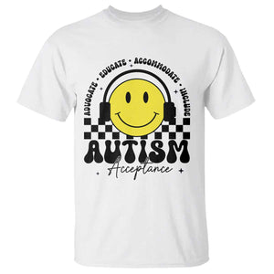 Autism Acceptance T Shirt Advocate Educate Accomodate Include Special Education TS02 White Print Your Wear