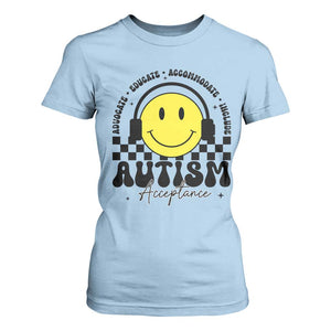 Autism Acceptance T Shirt For Women Advocate Educate Accomodate Include Special Education TS02 Light Blue Print Your Wear