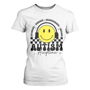 Autism Acceptance T Shirt For Women Advocate Educate Accomodate Include Special Education TS02 White Print Your Wear