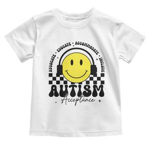 Autism Acceptance Toddler T Shirt Advocate Educate Accomodate Include Special Education TS02 White Print Your Wear