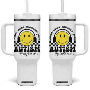 Autism Acceptance Tumbler With Handle Advocate Educate Accomodate Include Special Education TS02 One Size: 40 oz White Print Your Wear