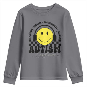 Autism Acceptance Youth Sweatshirt Advocate Educate Accomodate Include Special Education TS02 Charcoal Print Your Wear