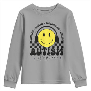 Autism Acceptance Youth Sweatshirt Advocate Educate Accomodate Include Special Education TS02 Sport Gray Print Your Wear