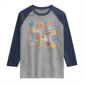 Autism Acceptance Raglan Shirt Choose To Include Inclusion Matters TS02 Sport Gray Navy Print Your Wear