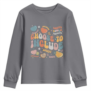 Autism Acceptance Youth Sweatshirt Choose To Include Inclusion Matters TS02 Charcoal Print Your Wear