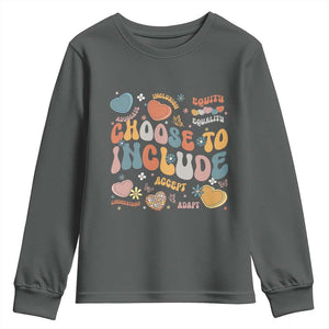 Autism Acceptance Youth Sweatshirt Choose To Include Inclusion Matters TS02 Dark Heather Print Your Wear