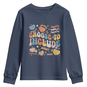 Autism Acceptance Youth Sweatshirt Choose To Include Inclusion Matters TS02 Navy Print Your Wear
