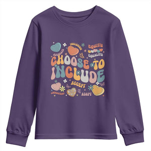 Autism Acceptance Youth Sweatshirt Choose To Include Inclusion Matters TS02 Purple Print Your Wear