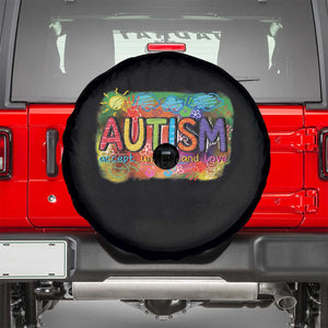 Autism Acceptance Spare Tire Cover Accept Understand Love Autistic Support TS02 Black Print Your Wear