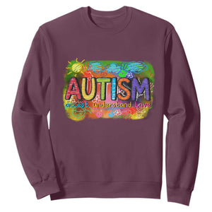 Autism Acceptance Sweatshirt Accept Understand Love Autistic Support TS02 Maroon Print Your Wear