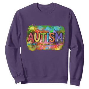Autism Acceptance Sweatshirt Accept Understand Love Autistic Support TS02 Purple Print Your Wear