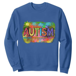 Autism Acceptance Sweatshirt Accept Understand Love Autistic Support TS02 Royal Blue Print Your Wear