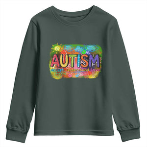 Autism Acceptance Youth Sweatshirt Accept Understand Love Autistic Support TS02 Dark Forest Green Print Your Wear