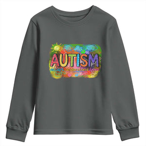 Autism Acceptance Youth Sweatshirt Accept Understand Love Autistic Support TS02 Dark Heather Print Your Wear