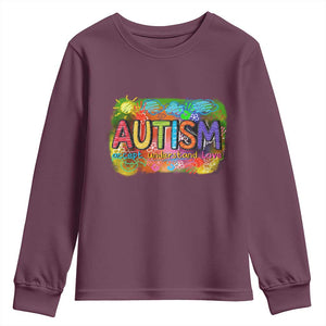 Autism Acceptance Youth Sweatshirt Accept Understand Love Autistic Support TS02 Maroon Print Your Wear