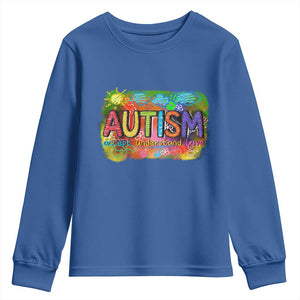 Autism Acceptance Youth Sweatshirt Accept Understand Love Autistic Support TS02 Royal Blue Print Your Wear