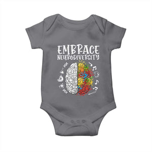 Embrace Neurodiversity Baby Onesie Autism Awareness ASD ADHD Acceptance TS02 Charcoal Print Your Wear
