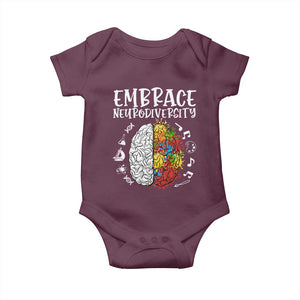 Embrace Neurodiversity Baby Onesie Autism Awareness ASD ADHD Acceptance TS02 Maroon Print Your Wear