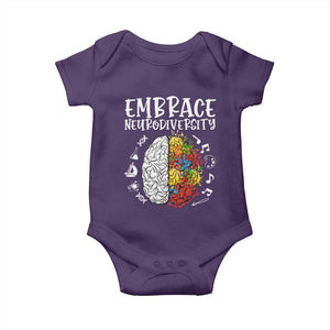 Embrace Neurodiversity Baby Onesie Autism Awareness ASD ADHD Acceptance TS02 Purple Print Your Wear