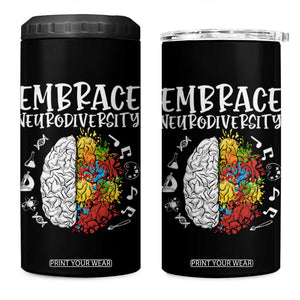 Embrace Neurodiversity 4 in 1 Can Cooler Tumbler Autism Awareness ASD ADHD Acceptance TS02 One Size: 16 oz Black Print Your Wear
