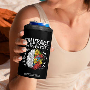 Embrace Neurodiversity 4 in 1 Can Cooler Tumbler Autism Awareness ASD ADHD Acceptance TS02 Print Your Wear