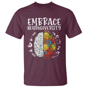 Embrace Neurodiversity T Shirt Autism Awareness ASD ADHD Acceptance TS02 Maroon Print Your Wear