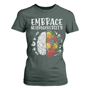 Embrace Neurodiversity T Shirt For Women Autism Awareness ASD ADHD Acceptance TS02 Dark Forest Green Print Your Wear