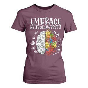 Embrace Neurodiversity T Shirt For Women Autism Awareness ASD ADHD Acceptance TS02 Maroon Print Your Wear