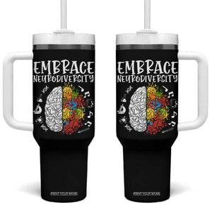 Embrace Neurodiversity Tumbler With Handle Autism Awareness ASD ADHD Acceptance TS02 One Size: 40 oz Black Print Your Wear