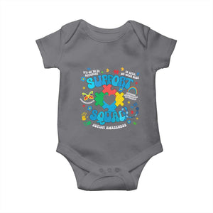 Autism Awareness Support Squad Baby Onesie In April We Wear Blue TS02 Charcoal Print Your Wear