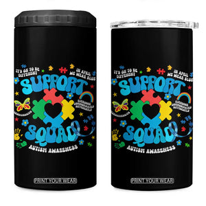 Autism Awareness Support Squad 4 in 1 Can Cooler Tumbler In April We Wear Blue TS02 One Size: 16 oz Black Print Your Wear