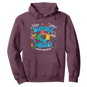 Autism Awareness Support Squad Hoodie In April We Wear Blue TS02 Maroon Print Your Wear