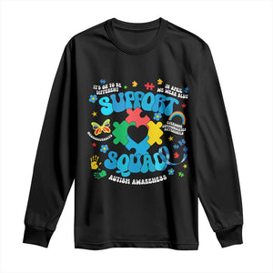 Autism Awareness Support Squad Long Sleeve Shirt In April We Wear Blue TS02 Black Print Your Wear