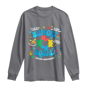 Autism Awareness Support Squad Long Sleeve Shirt In April We Wear Blue TS02 Charcoal Print Your Wear