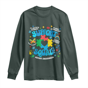 Autism Awareness Support Squad Long Sleeve Shirt In April We Wear Blue TS02 Dark Forest Green Print Your Wear