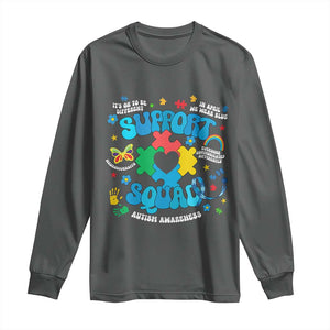 Autism Awareness Support Squad Long Sleeve Shirt In April We Wear Blue TS02 Dark Heather Print Your Wear