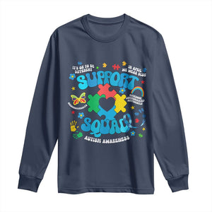 Autism Awareness Support Squad Long Sleeve Shirt In April We Wear Blue TS02 Navy Print Your Wear