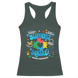 Autism Awareness Support Squad Racerback Tank Top In April We Wear Blue TS02 Dark Forest Green Print Your Wear