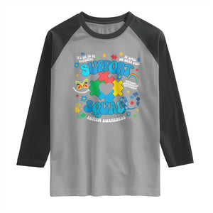 Autism Awareness Support Squad Raglan Shirt In April We Wear Blue TS02 Sport Gray Black Print Your Wear