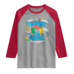 Autism Awareness Support Squad Raglan Shirt In April We Wear Blue TS02 Sport Gray Red Print Your Wear