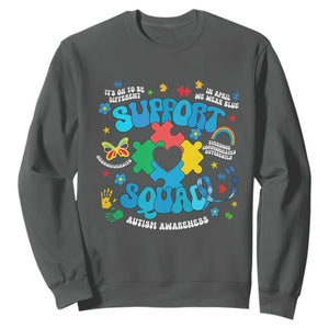 Autism Awareness Support Squad Sweatshirt In April We Wear Blue TS02 Dark Heather Print Your Wear