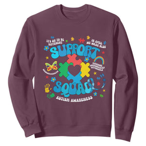 Autism Awareness Support Squad Sweatshirt In April We Wear Blue TS02 Maroon Print Your Wear