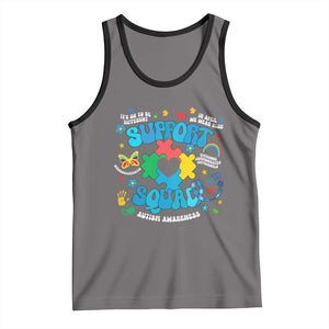Autism Awareness Support Squad Tank Top In April We Wear Blue TS02 Deep Heather Black Print Your Wear